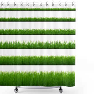 Personality  Green Grass Border Isolated White Background Shower Curtains