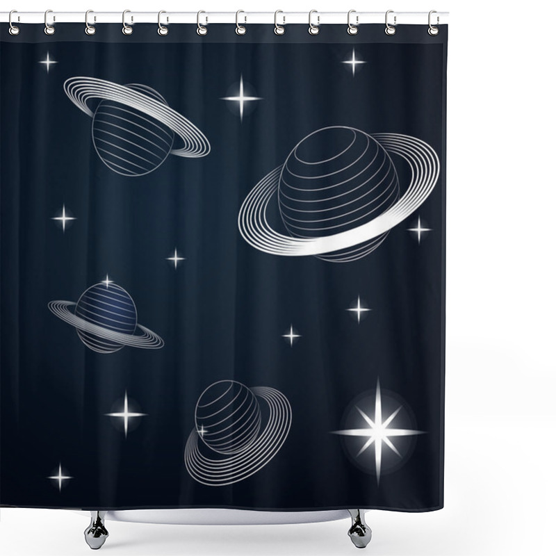 Personality  Several Saturn Planets In Outer Space Vector Shower Curtains