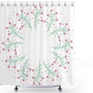 Personality  Round Frame With Heart Flowers Vector Illustration Shower Curtains