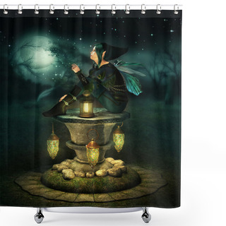 Personality  Blue Hood Elf Shower Curtains