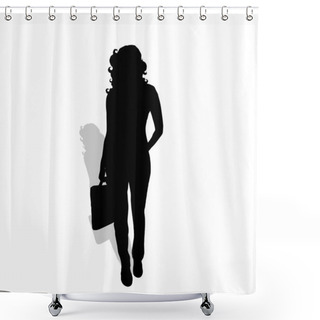 Personality  Vector Silhouette Of Businesswoman On White Background. Shower Curtains