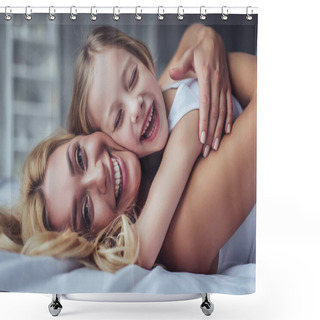 Personality  Mom And Daughter At Home Shower Curtains