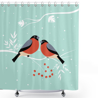 Personality  Two Birds At Winter. Shower Curtains