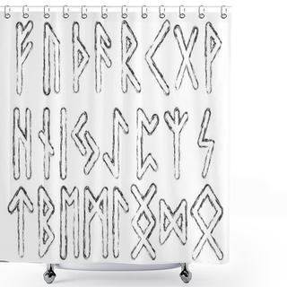 Personality  Futhark Runes Magic Symbols. Runes Of Magic Vector Set. Shower Curtains