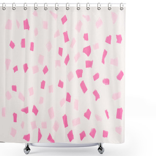 Personality  Top View Of White Texture With Pink Paint Stains For Background Shower Curtains