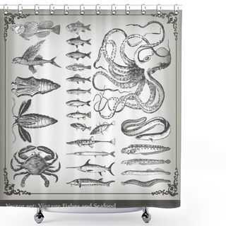 Personality  Vector Set: Fish Background Shower Curtains