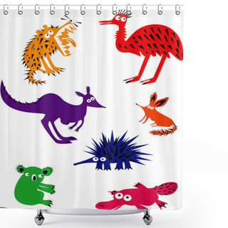 Personality  Set Of Funny Australian Animals Shower Curtains