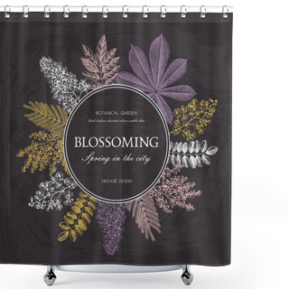 Personality  Vintage Floral Template On Chalkboard Shower Curtains