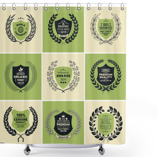Personality  Laurel Wreath Badges Vector. Template For Awards, Quality Mark, Diplomas And Certificates. Shower Curtains