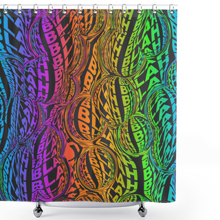 Personality  Warped Words Wavy Rainbow Type Seamless Pattern Shower Curtains