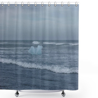Personality  Blue Glacier Ice Piece Floating In Ocean Water, Iceland Shower Curtains