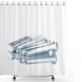 Personality  Close Up View Of Bolts Isolated On White Shower Curtains
