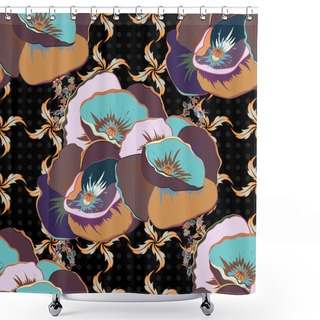 Personality  Vintage Floral Ornament. Abstract Classic Seamless Pattern Shower Curtains
