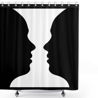 Personality  Rubin Vase, Optical Illusion Shower Curtains