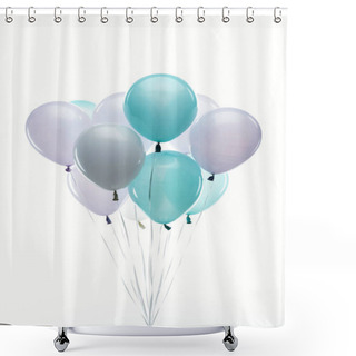 Personality  Colorful Blue, Purple And White Balloons Isolated On White Shower Curtains