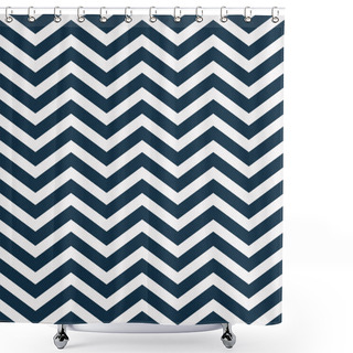 Personality  Navy Blue And White Zigzag Textured Fabric Background Shower Curtains