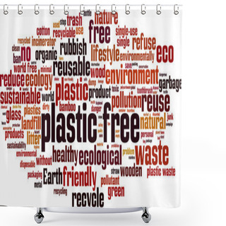 Personality  Plastic Free Word Cloud Concept. Collage Made Of Words About Plastic Free. Vector Illustration Shower Curtains