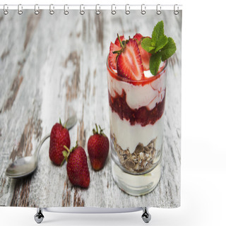 Personality  Strawberry Yogurt With Muesli Shower Curtains