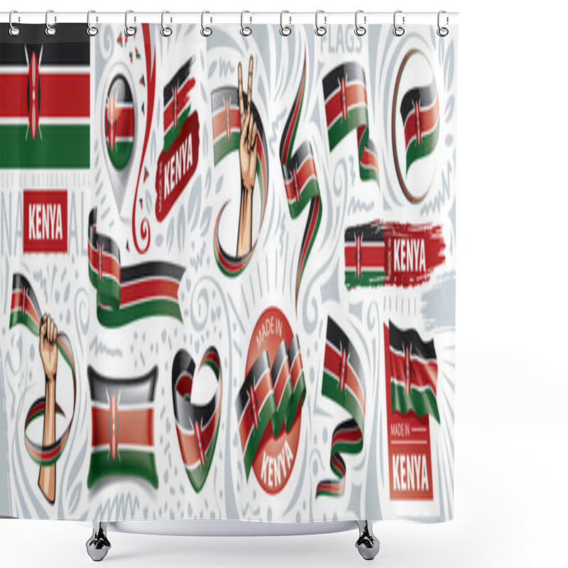 Personality  Vector Set Of The National Flag Of Kenya In Various Creative Designs Shower Curtains