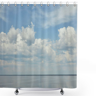 Personality  Landscape With Light Blue Sky And River Shower Curtains