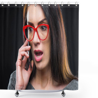 Personality  Woman Talking On Mobile Phone Shower Curtains
