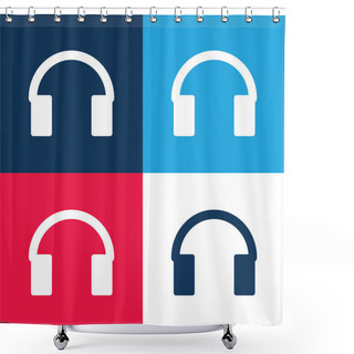 Personality  Audio Tool For Head Blue And Red Four Color Minimal Icon Set Shower Curtains