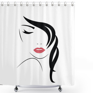 Personality  Young Woman Face Avatar  Shower Curtains