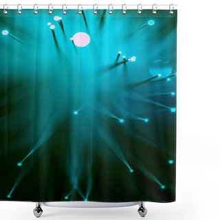 Personality  Top View Of Shine Blue Fiber Optics Background Shower Curtains