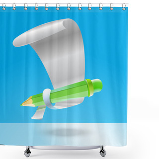 Personality  White Clean Sheet Of Paper And Pencil. Vector Illustration. Shower Curtains
