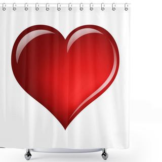 Personality  Red Heart Isolated On White Background Shower Curtains