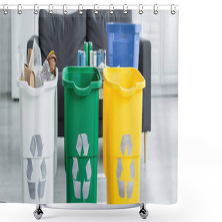 Personality  Trash Bans With Recycle Sign At Home, Banner  Shower Curtains