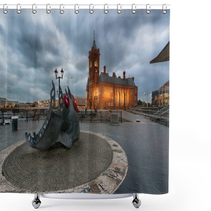 Personality  View During Sunset In The Bay Of Cartiff, Wales Exploring Tourist Attractions Shower Curtains