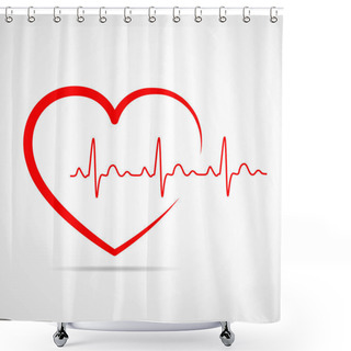 Personality  Heart With Heartbeat Sign. Vector Illustration. Shower Curtains