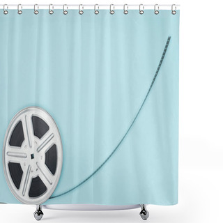 Personality  Movie Reel With Cinema Tape Isolated On Blue Shower Curtains