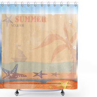 Personality  Vintage Summer Postcard Vector Illustration   Shower Curtains