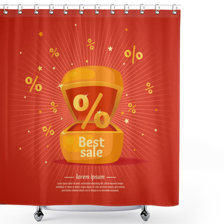 Personality  Best Sale Banner. Gift Box In Cartoon Style Shower Curtains