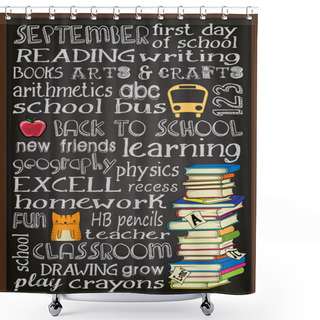 Personality  Back To School Chalkboard Typography Poster Shower Curtains