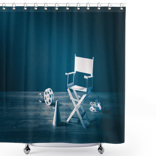 Personality   Director Chair And Several Movie Items Shower Curtains