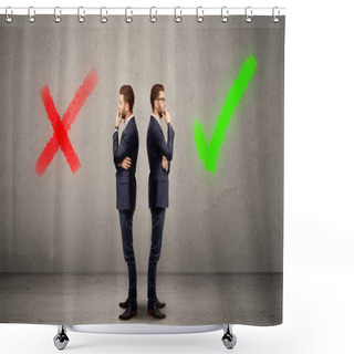 Personality  Businessman With Two Choices Shower Curtains