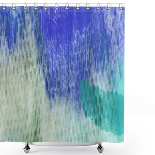 Personality  Panoramic Shot Of Green And Blue Watercolor Paint Spills On Textured Background Shower Curtains