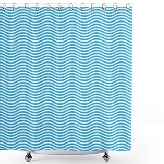 Personality  Blue Wavy Lines Pattern - Background Design Shower Curtains