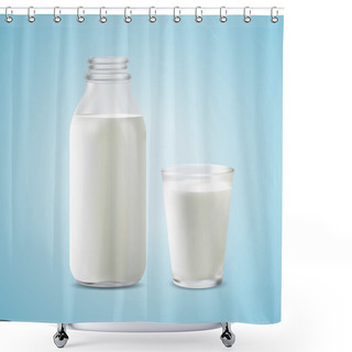 Personality  Vector Illustration Of A Milk Bottle And A Glass Of Milk Shower Curtains