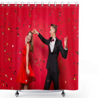 Personality  Portrait Of Two Cool Slim Graceful Classy Elegant Chic Attractiv Shower Curtains