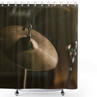 Personality  Close-up Shot Of Drum Under Spotlight On Stage Shower Curtains