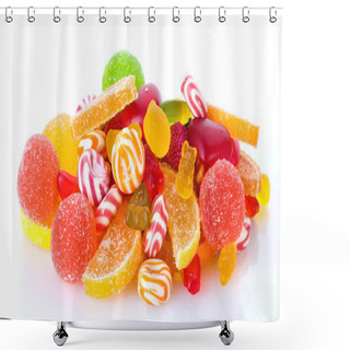 Personality  Colorful Jelly Candies Isolated On White Shower Curtains