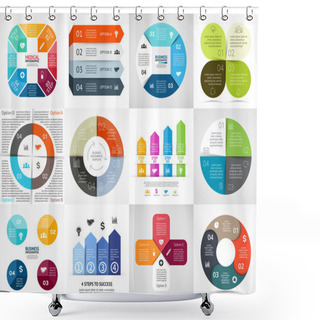 Personality  Circle Arrows Stripe Infographics Set Shower Curtains