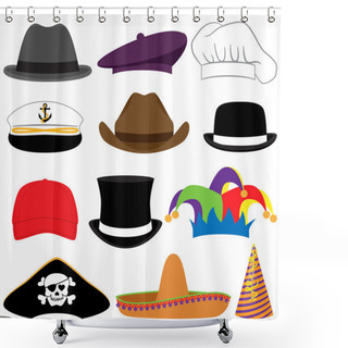 Personality  Vector Collection Of Hats Or Photo Props Shower Curtains