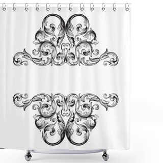 Personality  Vintage Baroque Ornament Vector Shower Curtains