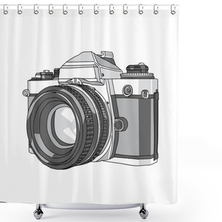 Personality  Camera, Hand Drawn Of Vector Camera, Illustration Of Camera Shower Curtains