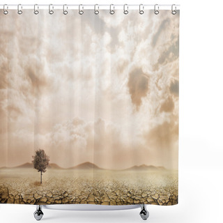Personality  Lonely Tree In The Desert Shower Curtains